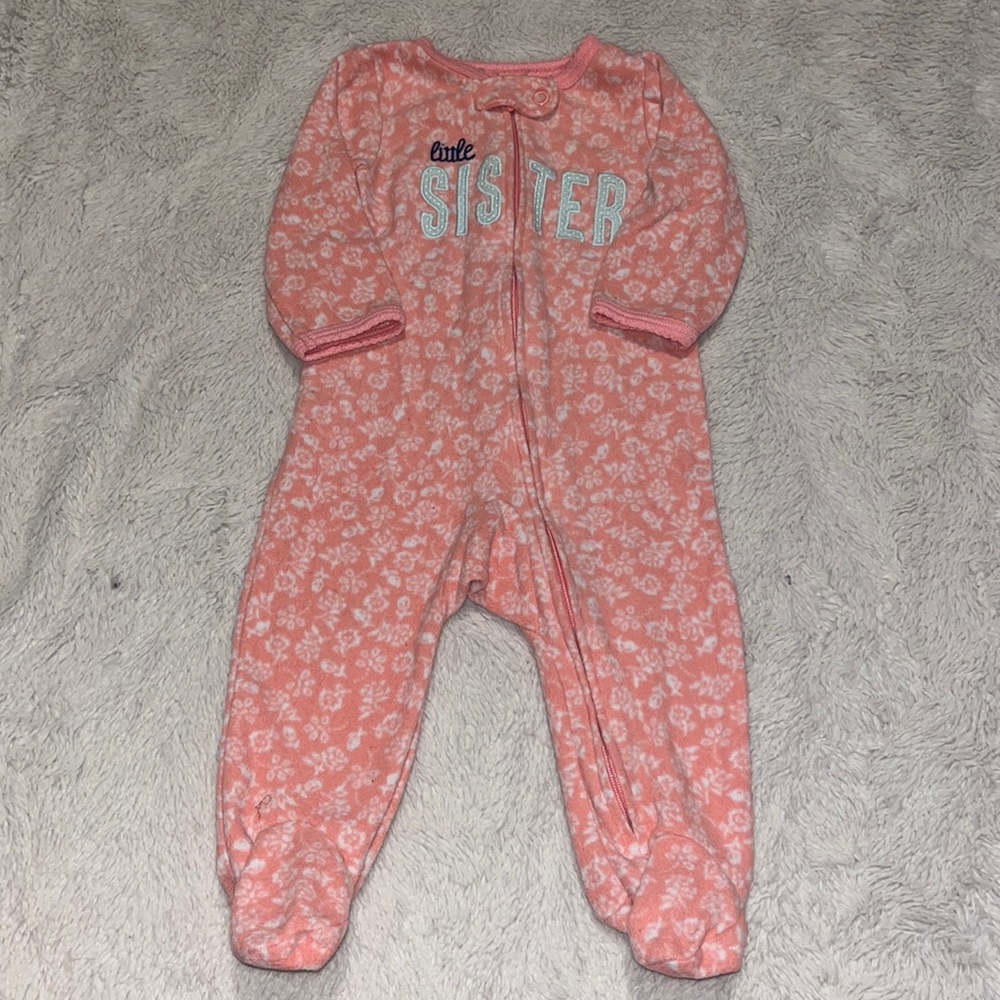 carters fuzzy little sister footie/ sleeper 6 months zip up